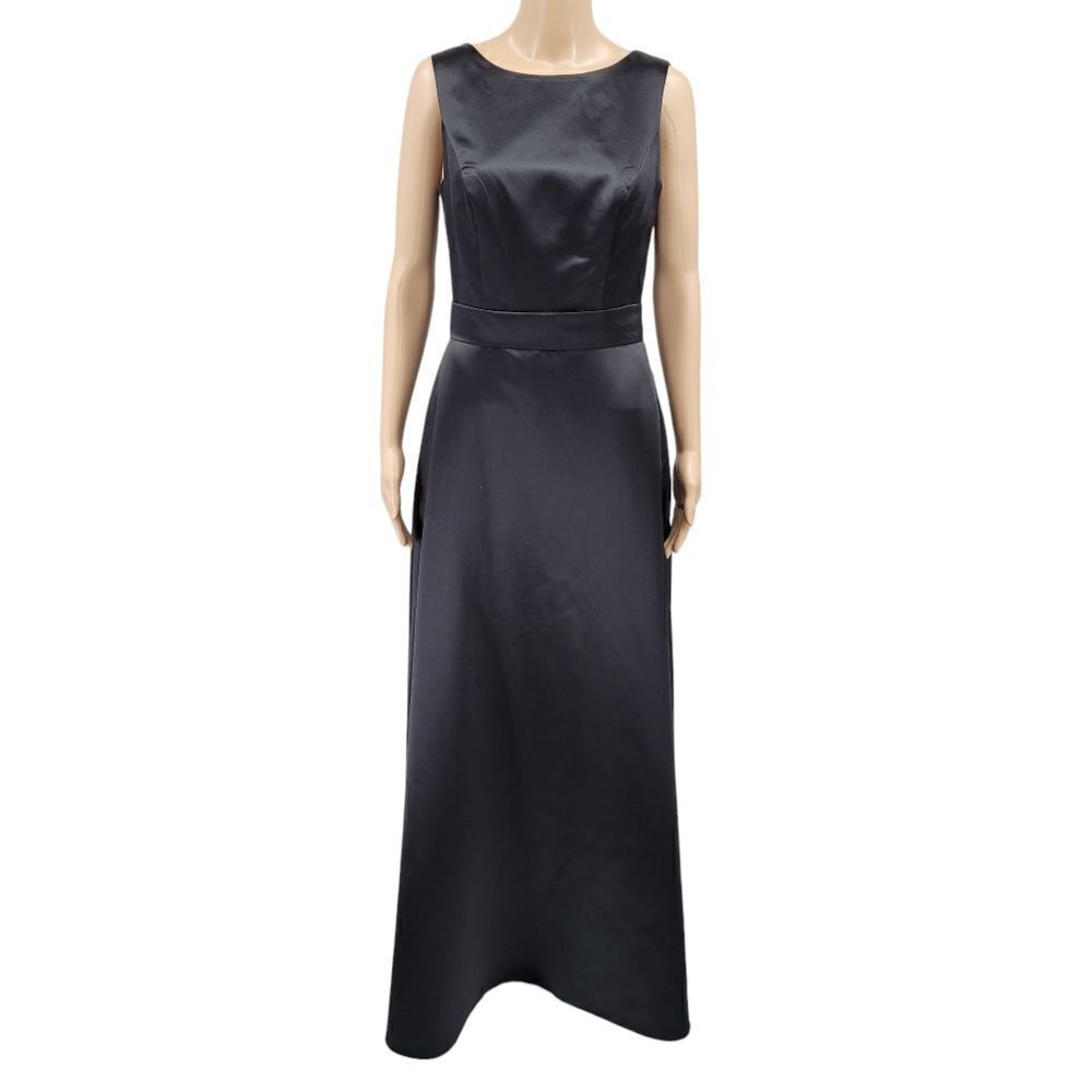 Dressy Collection Vivian Diamond Black Satin Formal Evening Gown Dress Women's